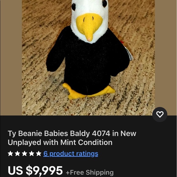 Rare & Retired Baldy the Eagle Beanie Baby  #4074 - Picture 2 of 6